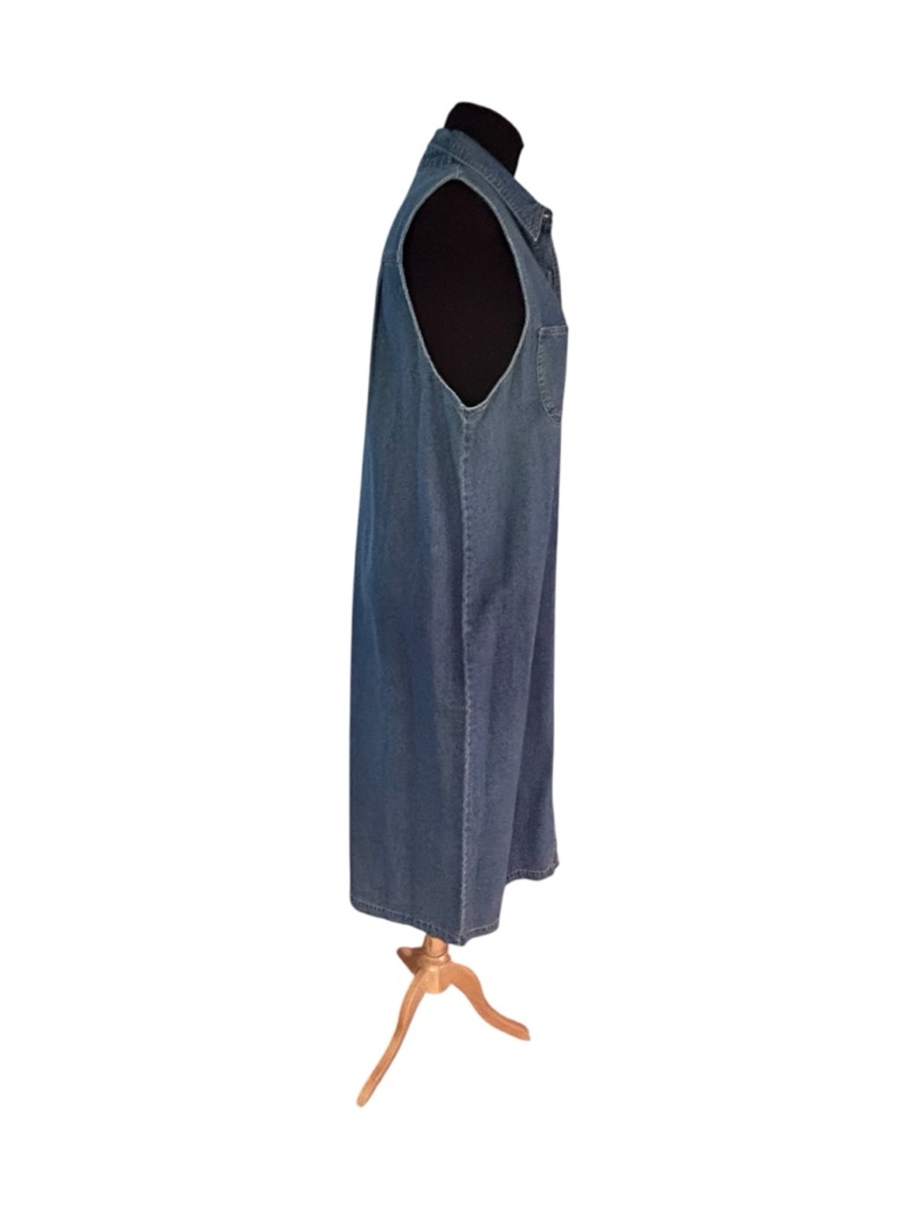 Blue Denim 18W Maxi Dress Button Front Sleevleless Western Prairie Cottage New - Picture 8 of 10